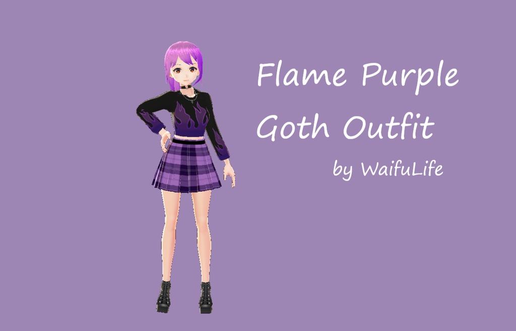 Vroid Flame Purple Goth Outfit