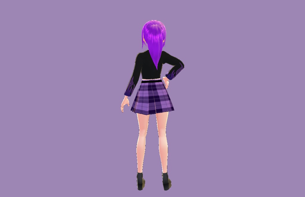 Vroid Flame Purple Goth Outfit