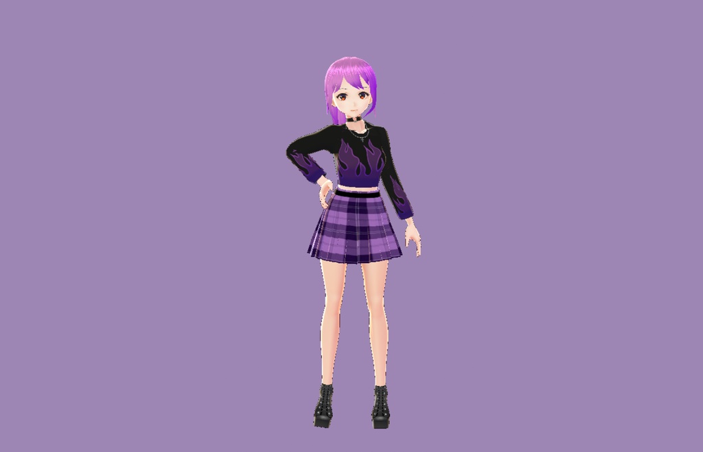 Vroid Flame Purple Goth Outfit
