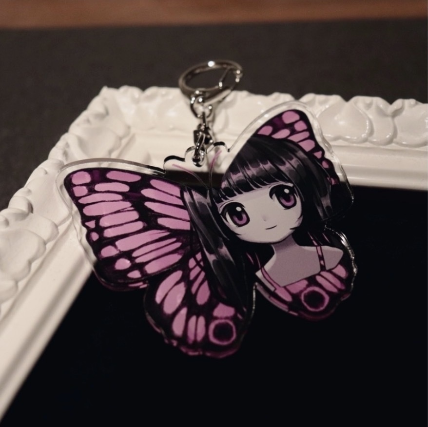 蝶々アクキー（ピンク）