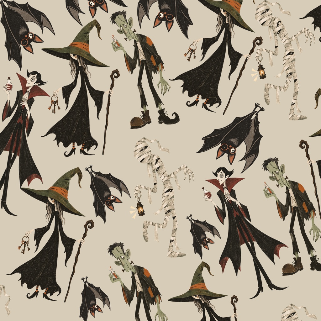 ハロウィン デジタルペーパー30枚セット|Halloween Collection|3デザイン x10枚|モンスターパターン、黒猫、水彩ヴィンテージ|デジタルペーパー・背景素材・壁紙・ラッピング・デジタル手帳