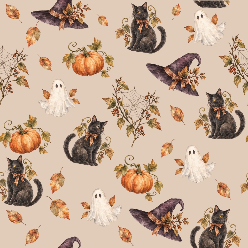ハロウィン デジタルペーパー30枚セット|Halloween Collection|3デザイン x10枚|モンスターパターン、黒猫、水彩ヴィンテージ|デジタルペーパー・背景素材・壁紙・ラッピング・デジタル手帳
