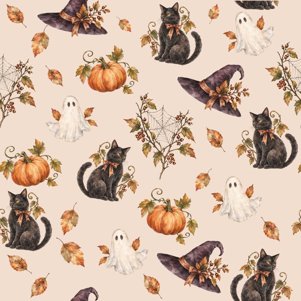 ハロウィン デジタルペーパー30枚セット|Halloween Collection|3デザイン x10枚|モンスターパターン、黒猫、水彩ヴィンテージ|デジタルペーパー・背景素材・壁紙・ラッピング・デジタル手帳