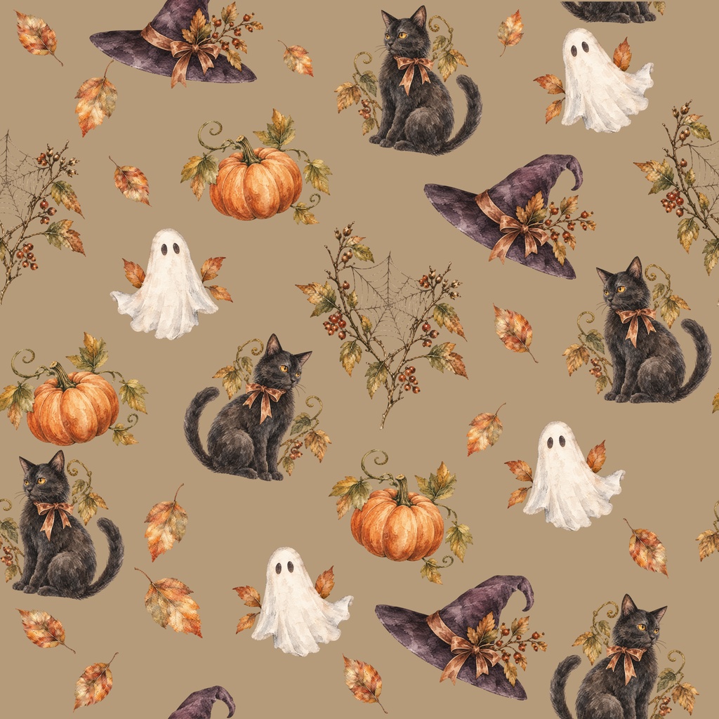 ハロウィン デジタルペーパー30枚セット|Halloween Collection|3デザイン x10枚|モンスターパターン、黒猫、水彩ヴィンテージ|デジタルペーパー・背景素材・壁紙・ラッピング・デジタル手帳