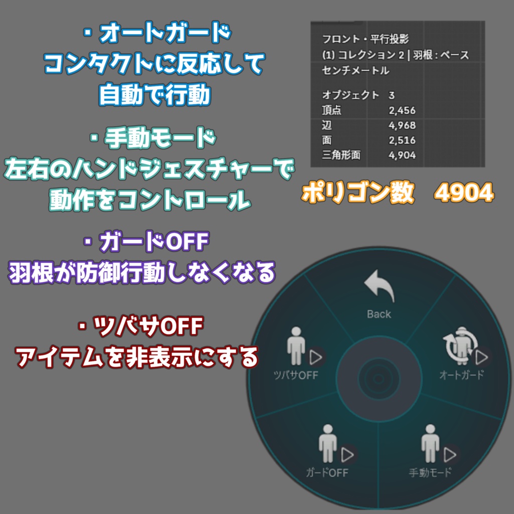 7/5まで1200円→1000円【VRC想定】キミ ヲ マモル ツバサ【lilToon/MA対応】