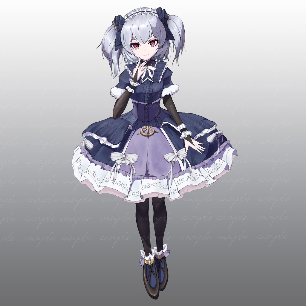 【立ち絵素材】不敵なゴスロリ風少女_全身_女性_女の子_ドレス