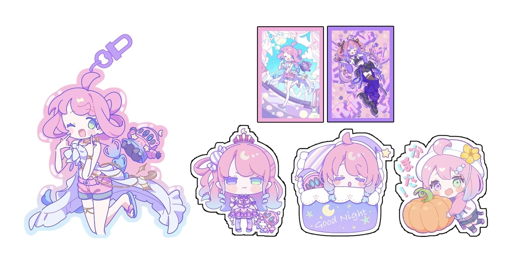 んなっしょいぱっしょん！セット(アクキー、オーロラステッカーセット、ポストカード2種)