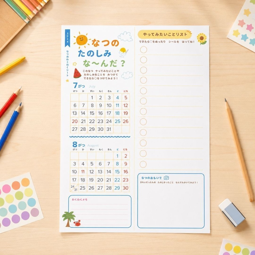 【無料配布】夏休み計画表🌻2026