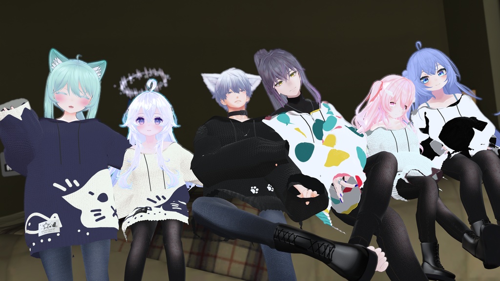 VRChat向け衣装オーバーサイズニットパーカー 【59アバター対応】