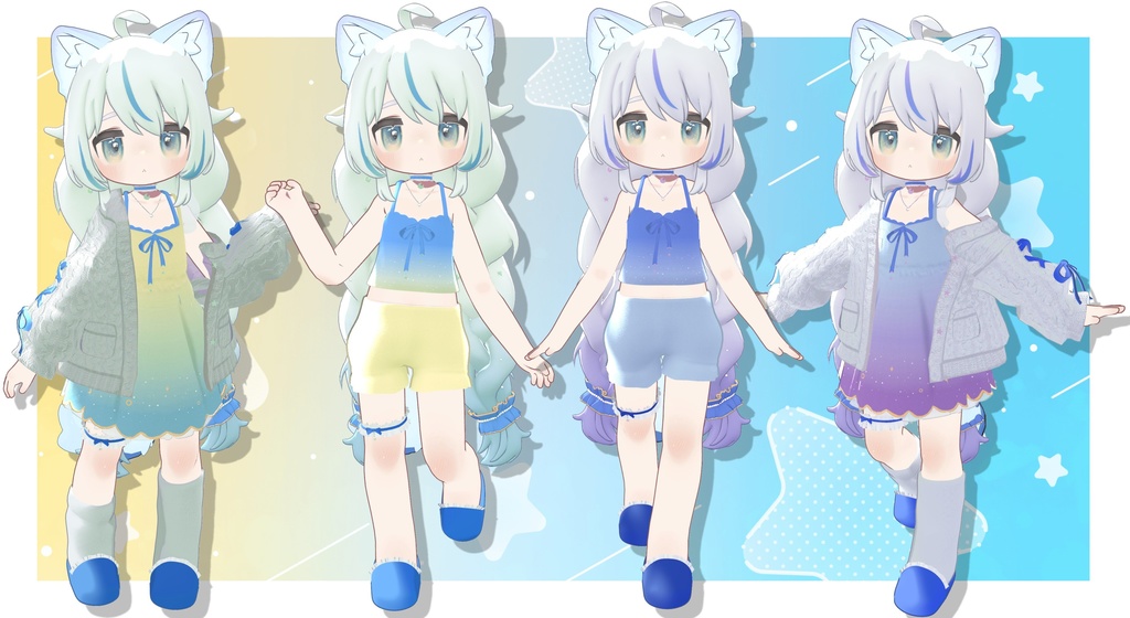 まめふれんず&ネメシスちゃん用VRC向衣装&髪型 とぅいんくりーしゅがーきゃんでぃ #mumu_shop