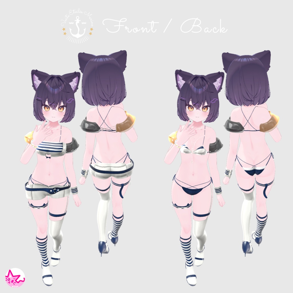 60アバター相当 マリンセーラー&水着 -Voûte Étoilée Marine-ヴート エトワレ マリン (VRChat向け衣装)#mumu_shop