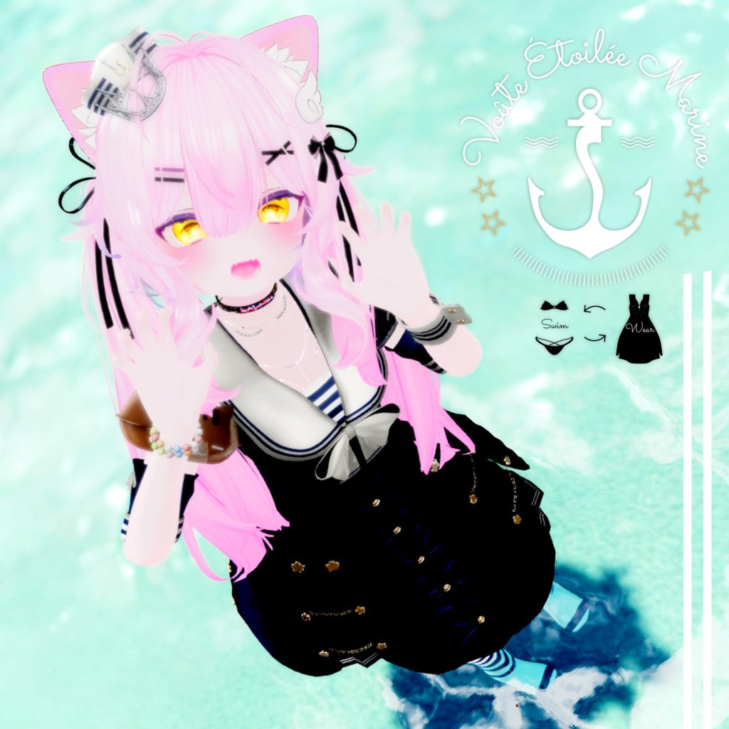 60アバター相当 マリンセーラー&水着 -Voûte Étoilée Marine-ヴート エトワレ マリン (VRChat向け衣装)#mumu_shop