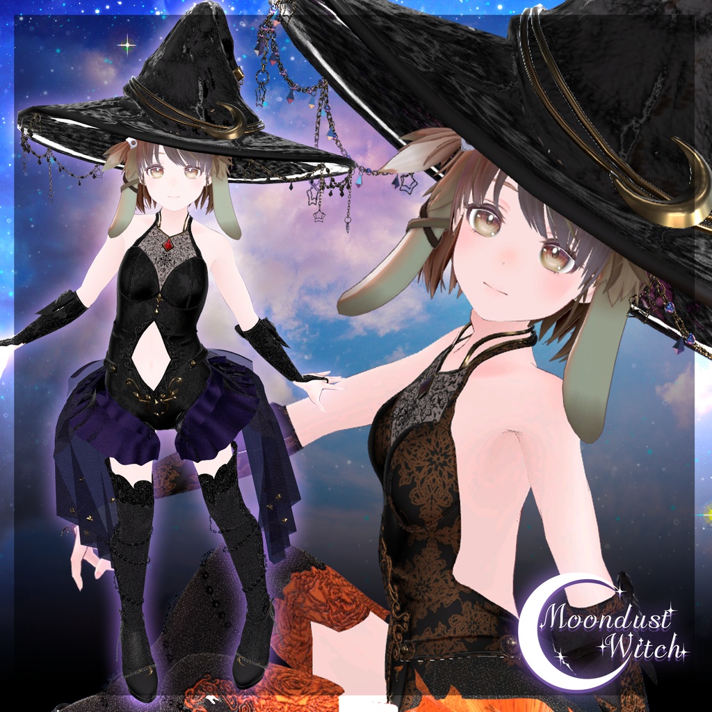 21アバター対応VRC向衣装 Moondust Witchムーンダスト・ウィッチ -(VRChat向け衣装) #mumu_shop
