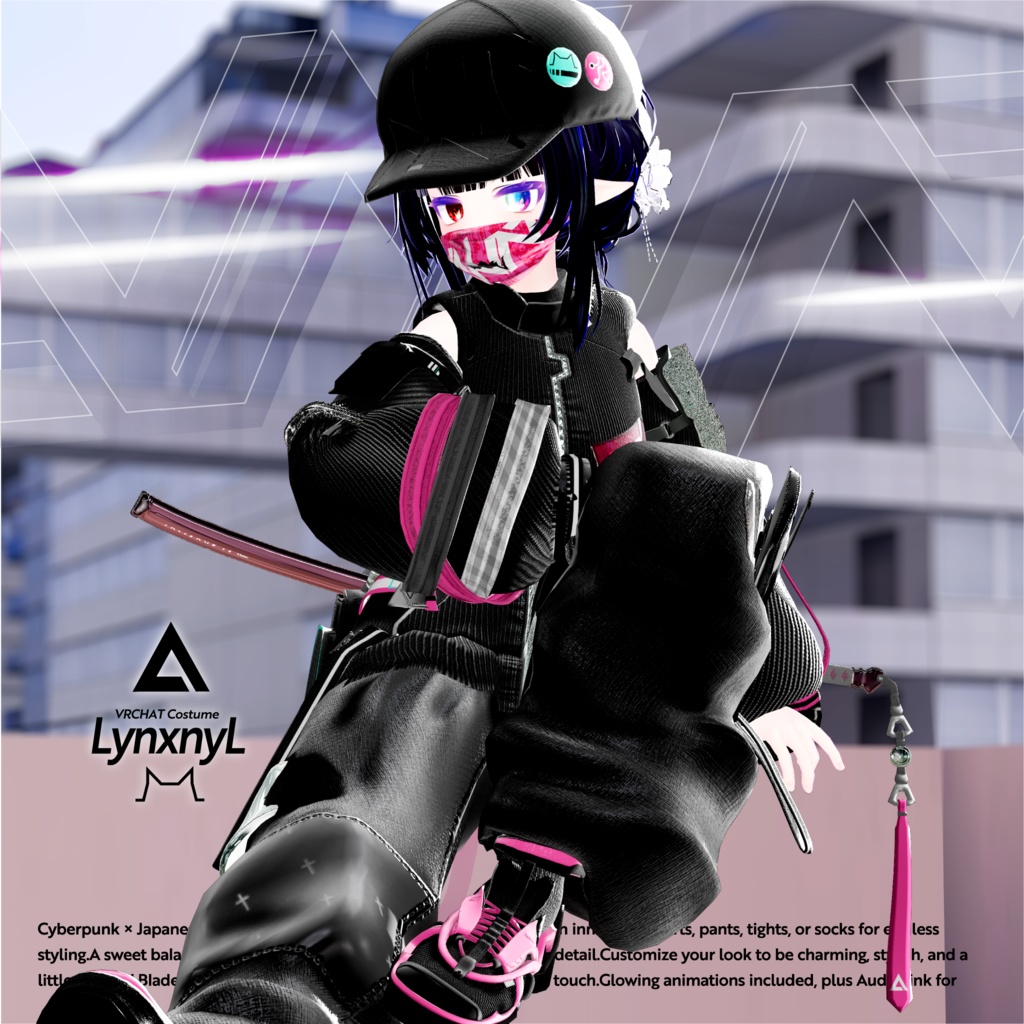 62アバター相当 サイバーパンク衣装 -LynxnyL-リンクスニル (VRChat向け衣装)#mumu_shop