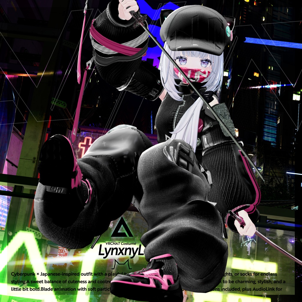 62アバター相当 サイバーパンク衣装 -LynxnyL-リンクスニル (VRChat向け衣装)#mumu_shop