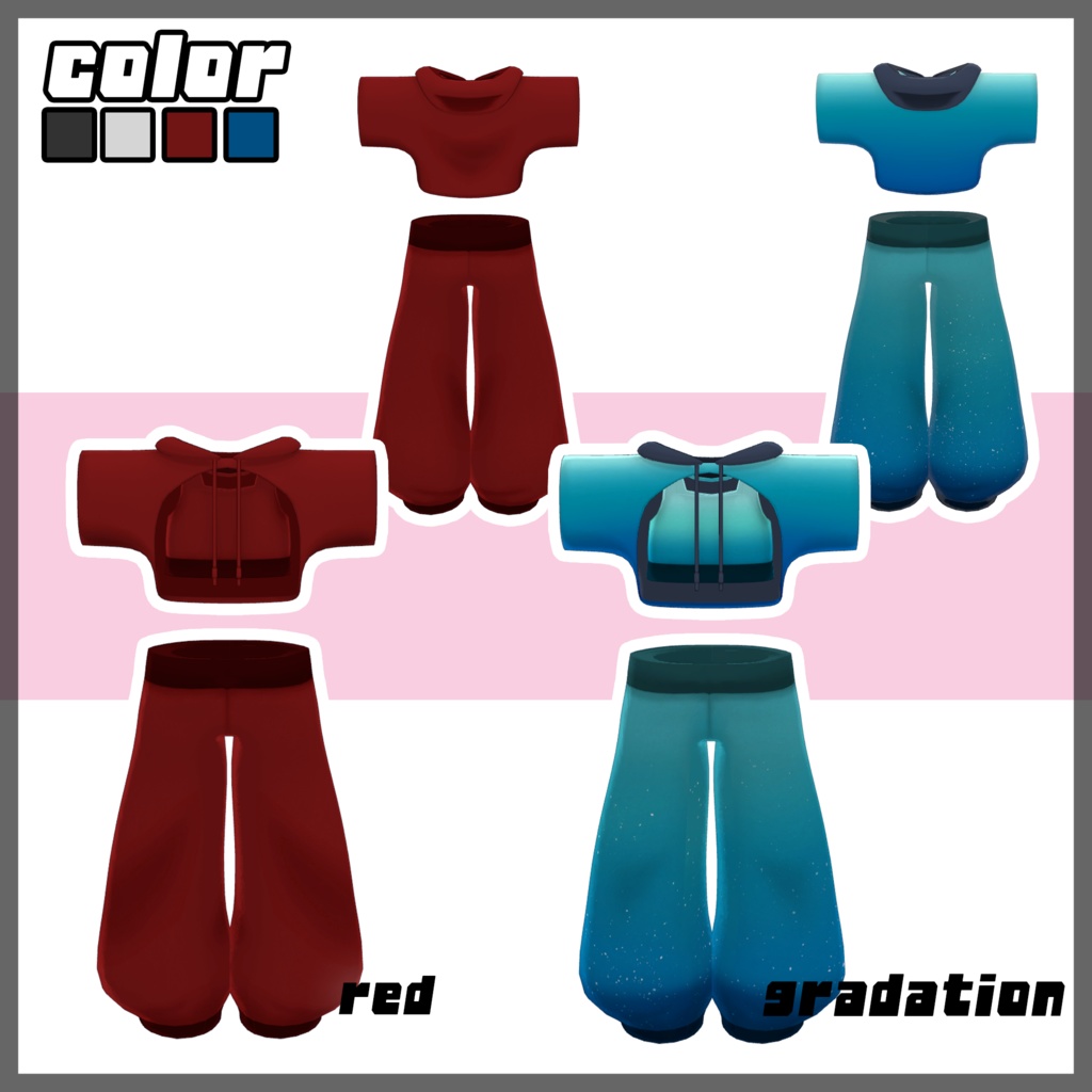 まめふれんず、エルシオン、ネメシス衣裳クロップドパーカーウエア -(VRChat向け衣装) #mumu_shop