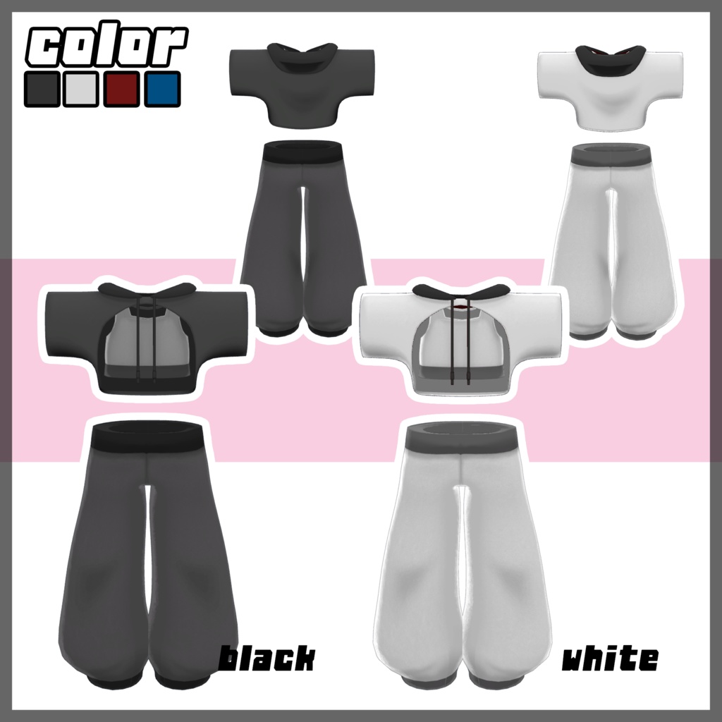 まめふれんず、エルシオン、ネメシス衣裳クロップドパーカーウエア -(VRChat向け衣装) #mumu_shop