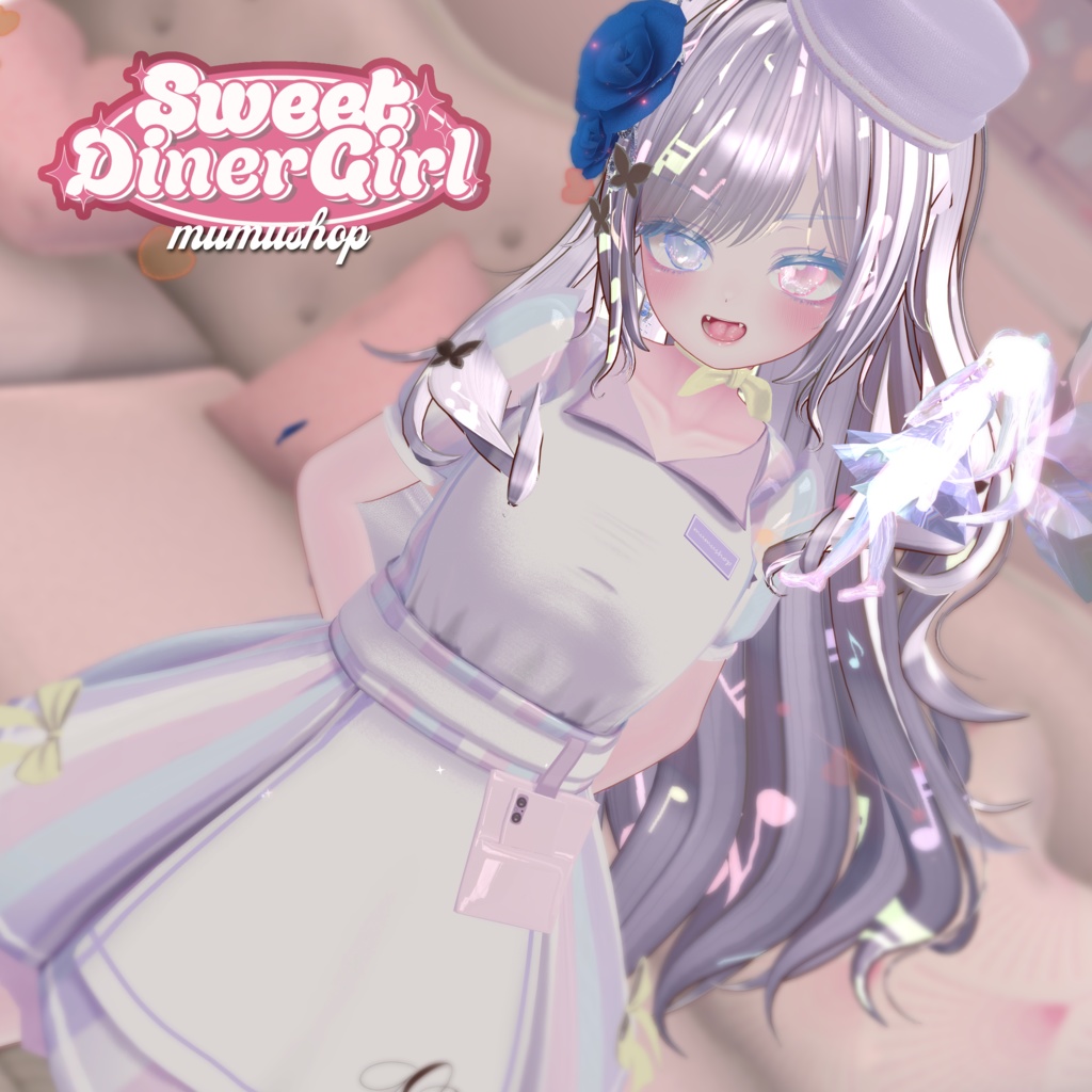 16アバター対応メイド風アメリカンダイナー衣装スイートダイナーガール(VRChat向衣装)#mumu_shop