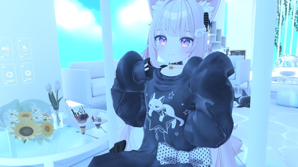 9アバター対応 ゆるっと甘い地雷お部屋コーデ ねこもこスウェットワンピ#mumu_shop
