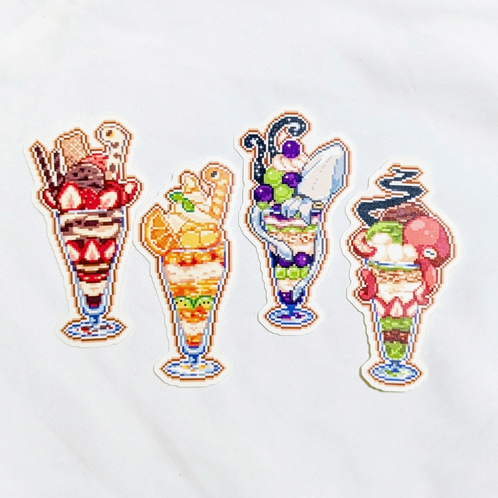 みずのいきものパフェステッカー【チンアナゴ/ニシキアナゴ/イカ/タコ】水中喫茶SUBMERGE