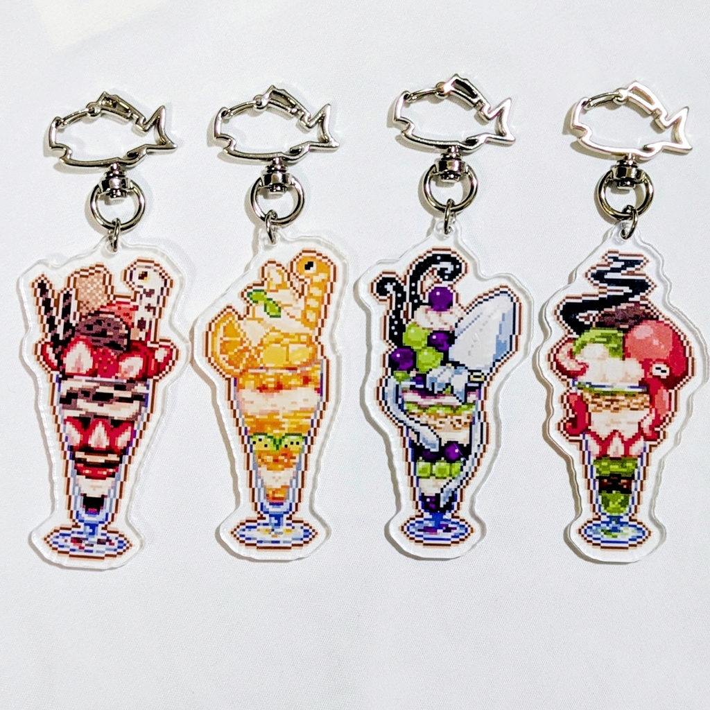 みずのいきものパフェアクリルキーホルダー【チンアナゴ/ニシキアナゴ/イカ/タコ】水中喫茶SUBMERGE