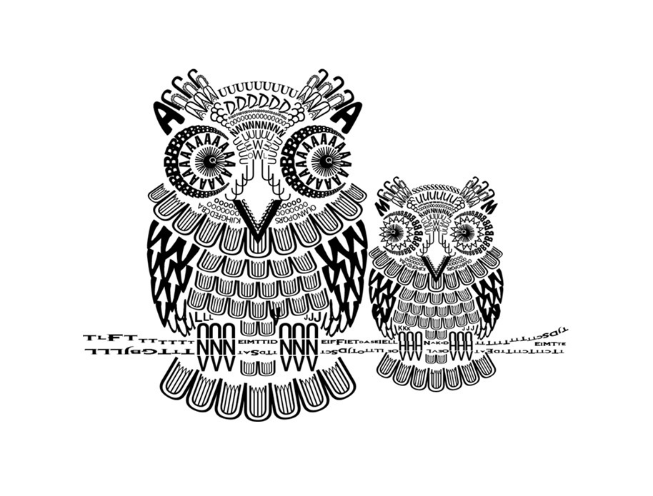 iPhoneケース ふくろうの親子イラスト