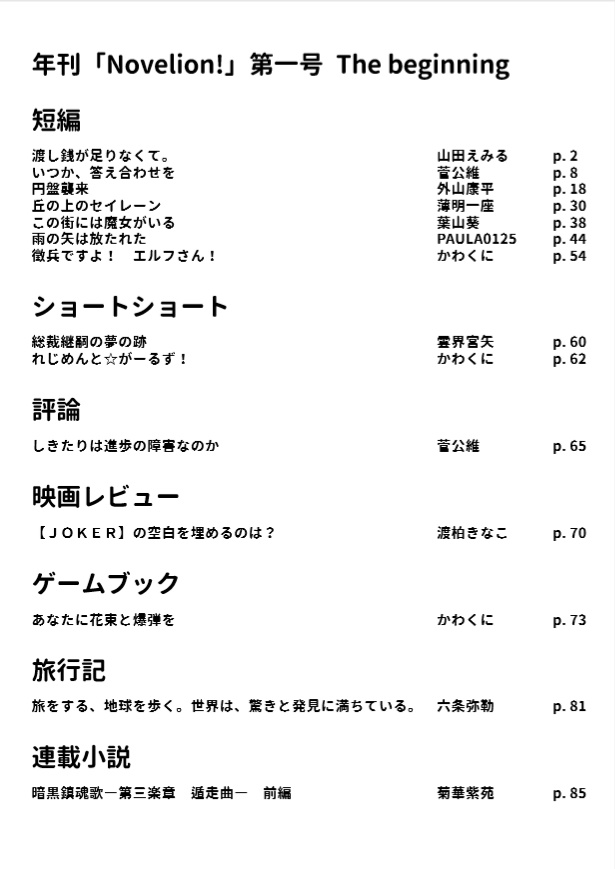 年刊Novelion!第1号「The beginning」
