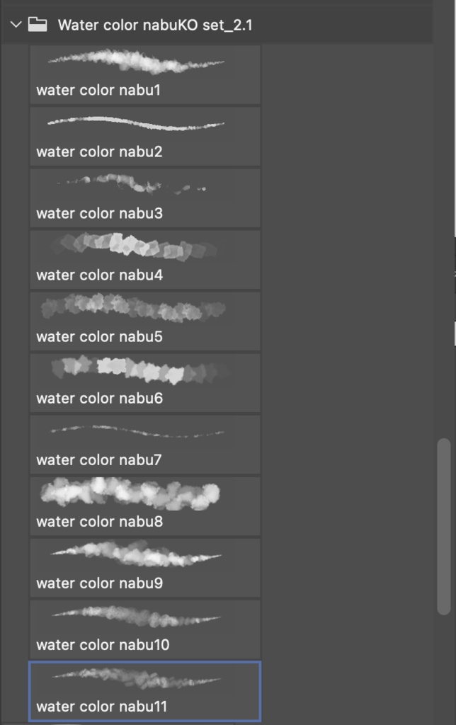 Photoshop用 水彩風ブラシセット Water color nabuKO set_2.1