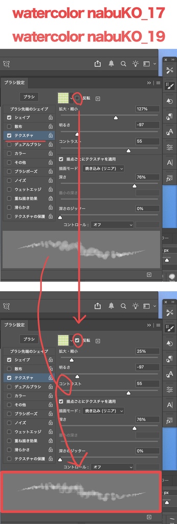 Photoshop用 水彩風ブラシセット Watercolor nabuKO Set 3.0