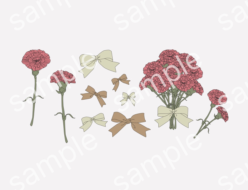 カーネーションとリボンのセット