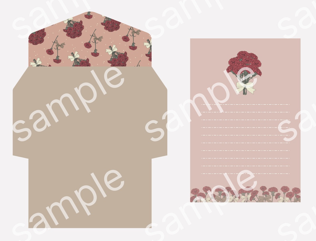 カーネーションとリボンのセット