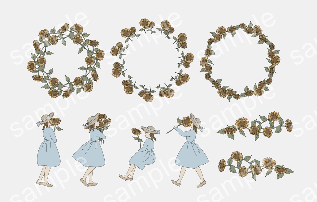 ひまわりの素材セット