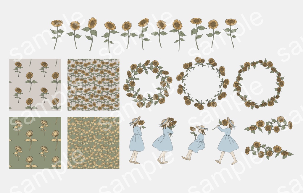 ひまわりの素材セット