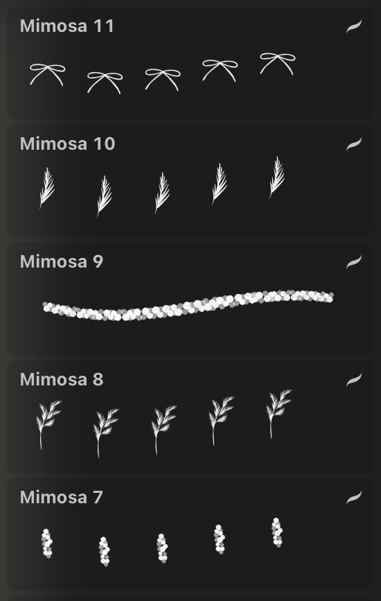 ミモザのスタンプブラシ11種(Procreate用)
