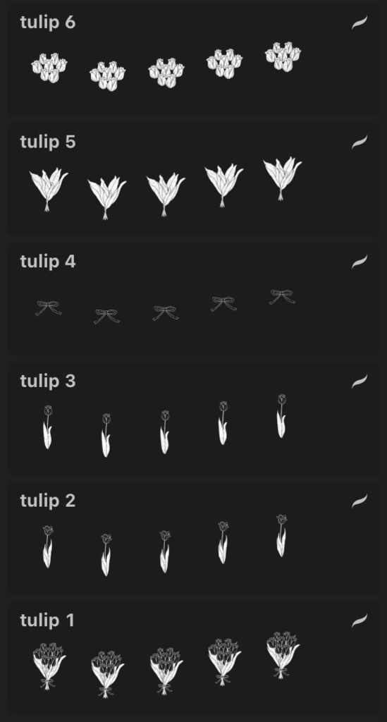 チューリップのスタンプブラシ11種(procreate用)