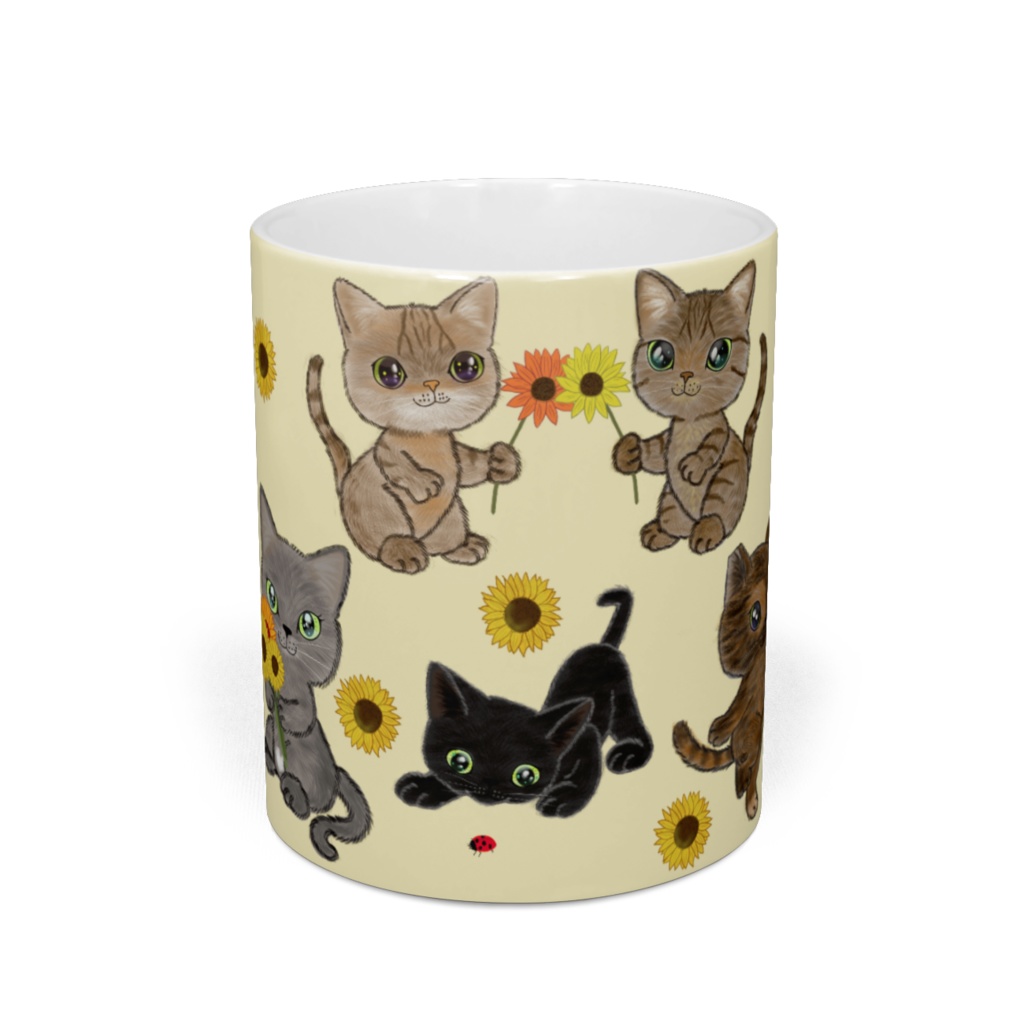 ひまわり畑の猫