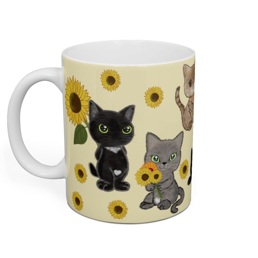 ひまわり畑の猫