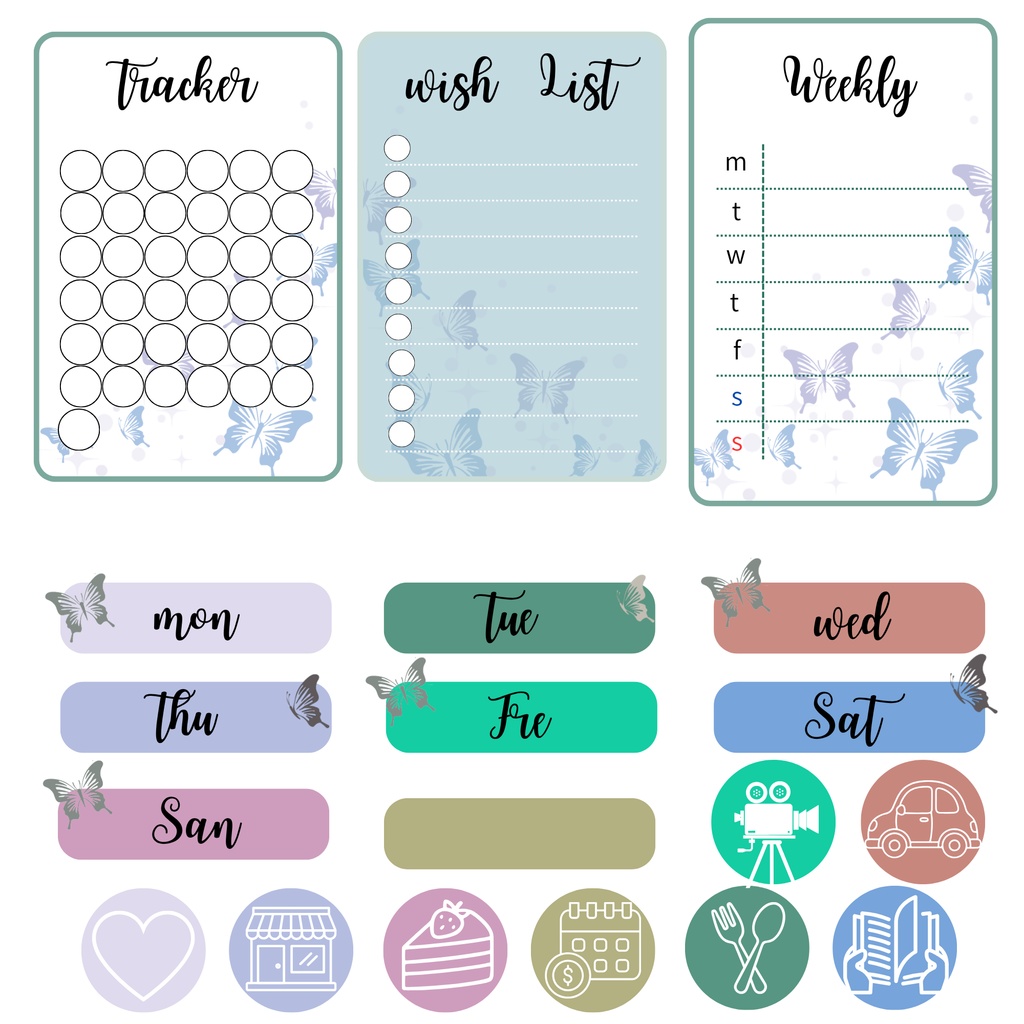 「心が整う、蝶のデジタルプランナーステッカー|やさしく続く習慣づくり」