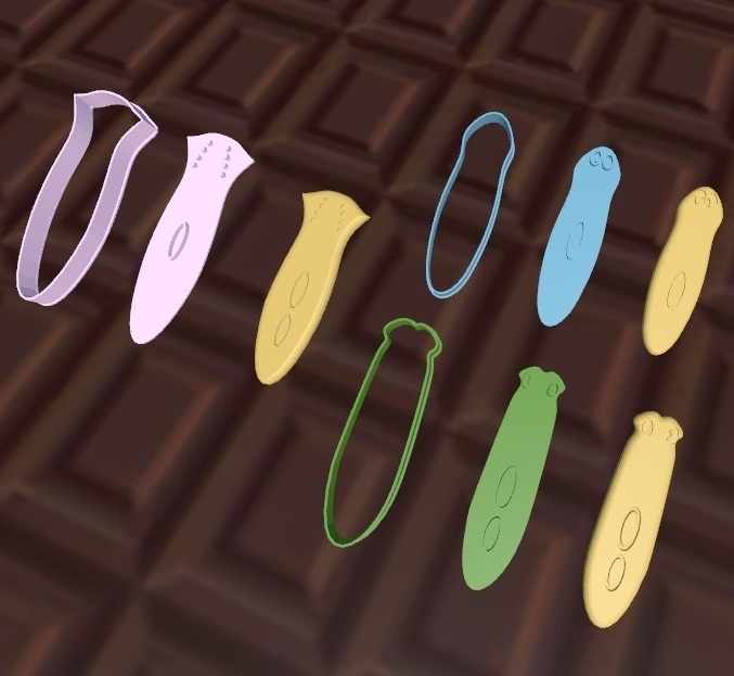 【Free】【3Dモデル】kawaii プラナリアたちのクッキーとクッキー型