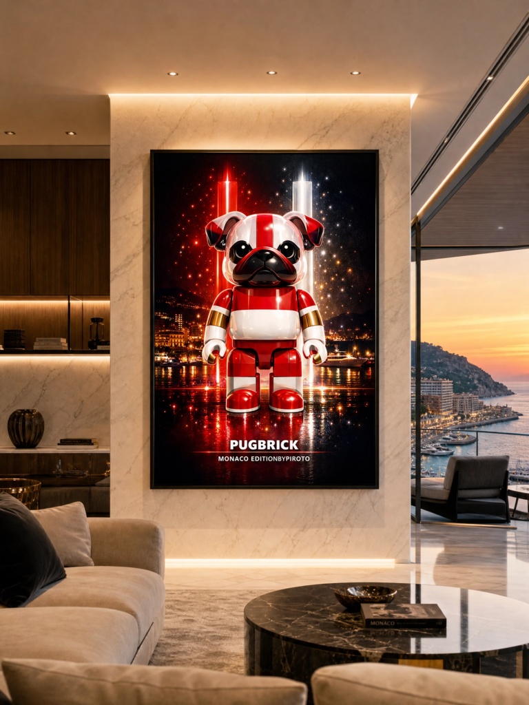 PUGBRICK® Flag Collection｜MONACO (モナコ公国)EDITION#008 Digital Art Print by PIROTO