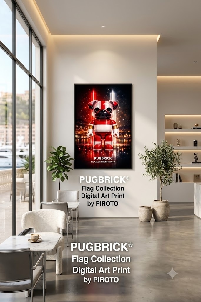 PUGBRICK® Flag Collection|MONACO (モナコ公国)EDITION#008 Digital Art Print by PIROTO