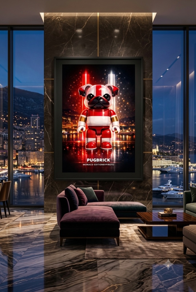 PUGBRICK® Flag Collection|MONACO (モナコ公国)EDITION#008 Digital Art Print by PIROTO