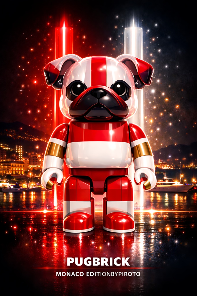 PUGBRICK® Flag Collection|MONACO (モナコ公国)EDITION#008 Digital Art Print by PIROTO