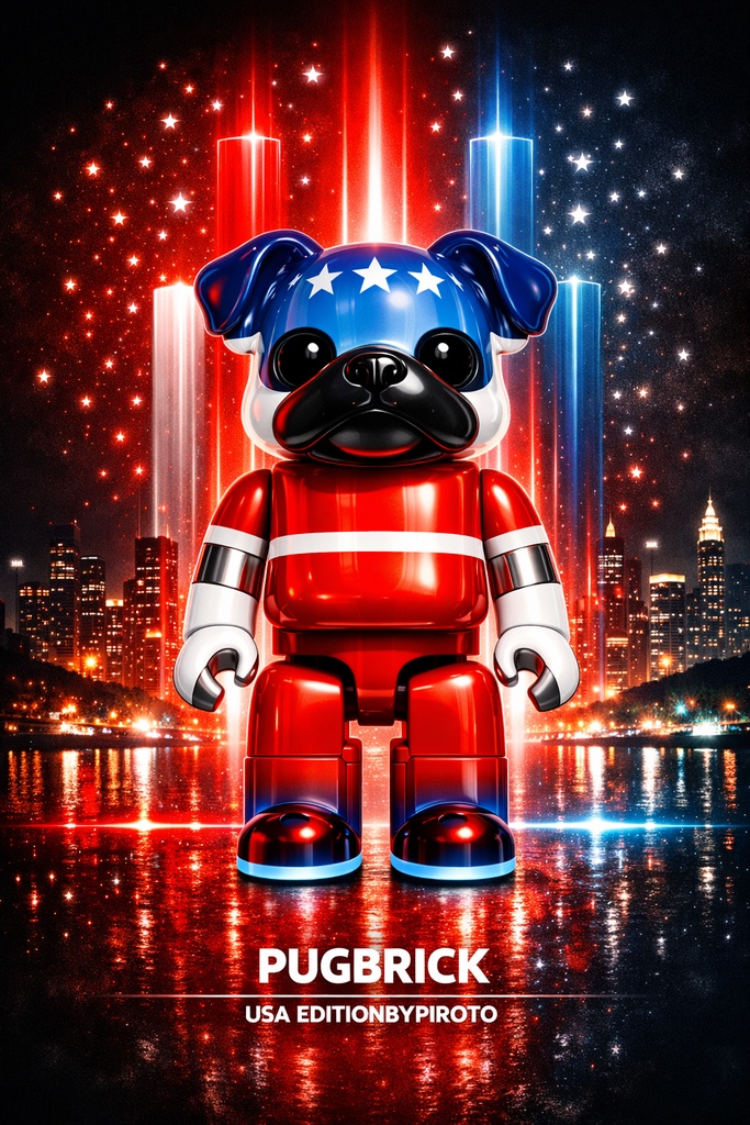 PUGBRICK® Flag Collection|USA(アメリカ) EDITION#002 Digital Art Print by PIROTO