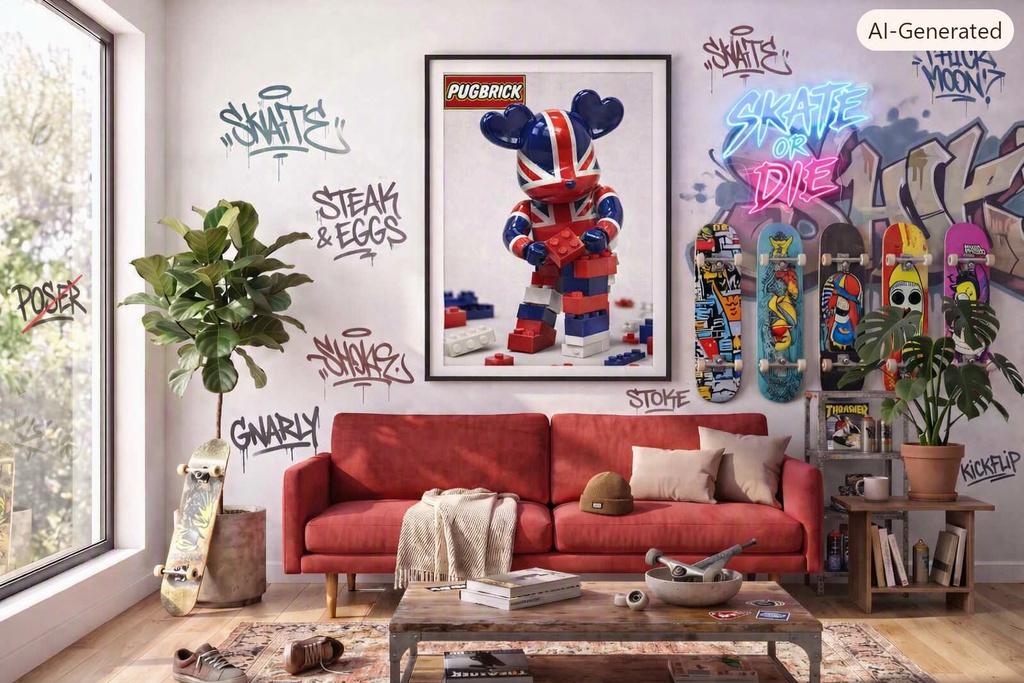 PUGBRICK®|Kawaii Contemporary Pop Art|デジタルアートポスター・高解像度ダウンロード
