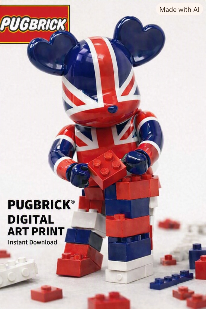 PUGBRICK®|Kawaii Contemporary Pop Art|デジタルアートポスター・高解像度ダウンロード