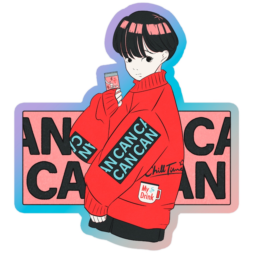 ステッカー「CAN CAN CAN しるこ缶」