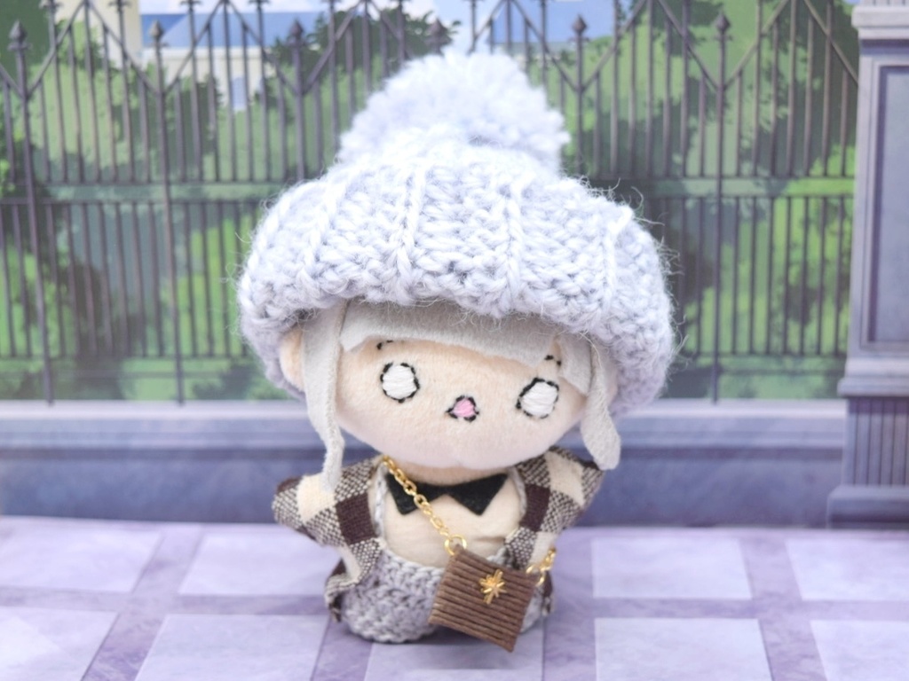 *ぬい用*ニット帽(ブルーグリーン/グレー)*