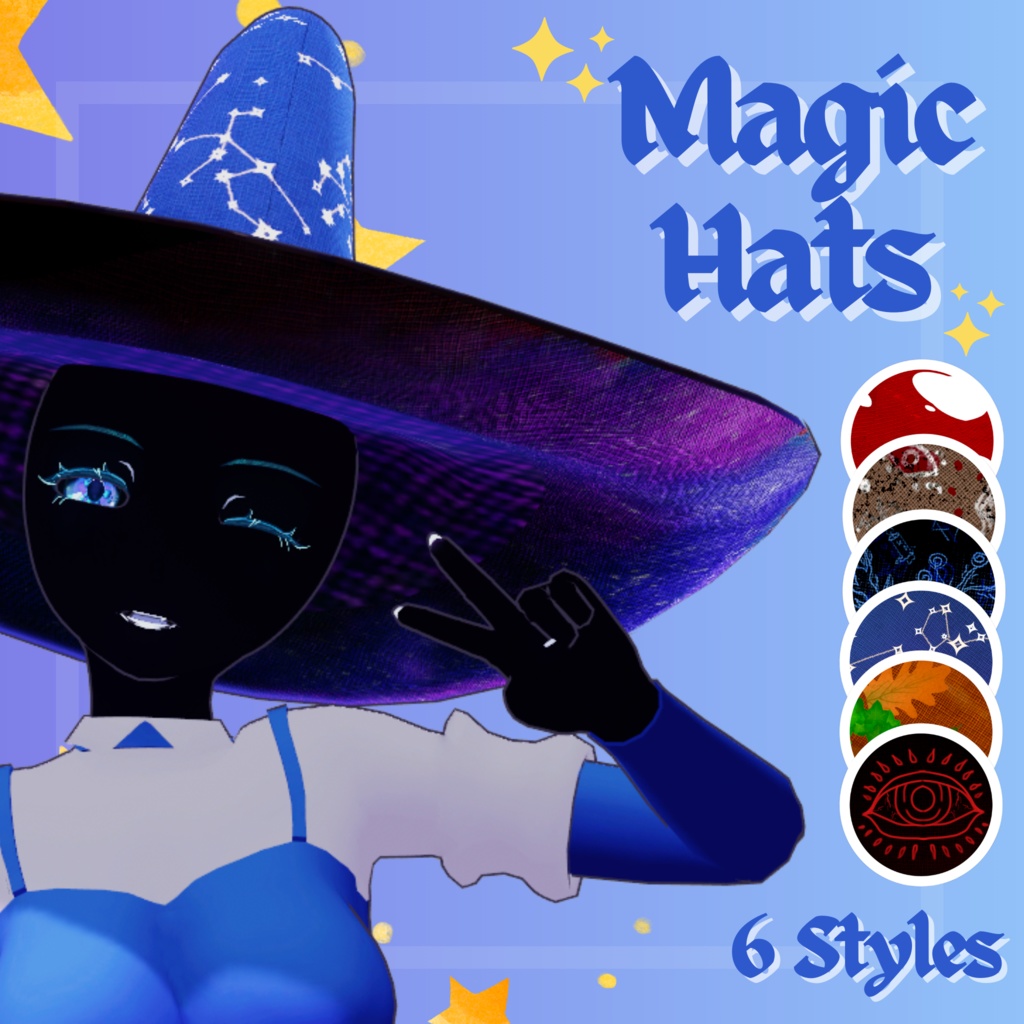🧙♂️ Magic Wizard Hats Asset Pack | VRCHat | VTubing | Halloween Special 🌟マジックウィザードハットアセットパック| ハロウィンスペシャル 🧙♂️ 마법사 모자 애셋 팩: 할로윈 한정판