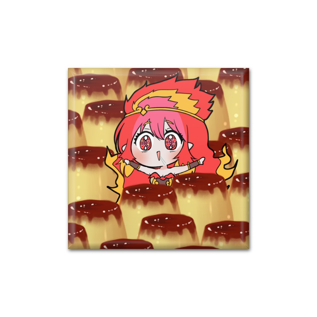 【販売終了】プリンまみれ朱雀缶バッジ